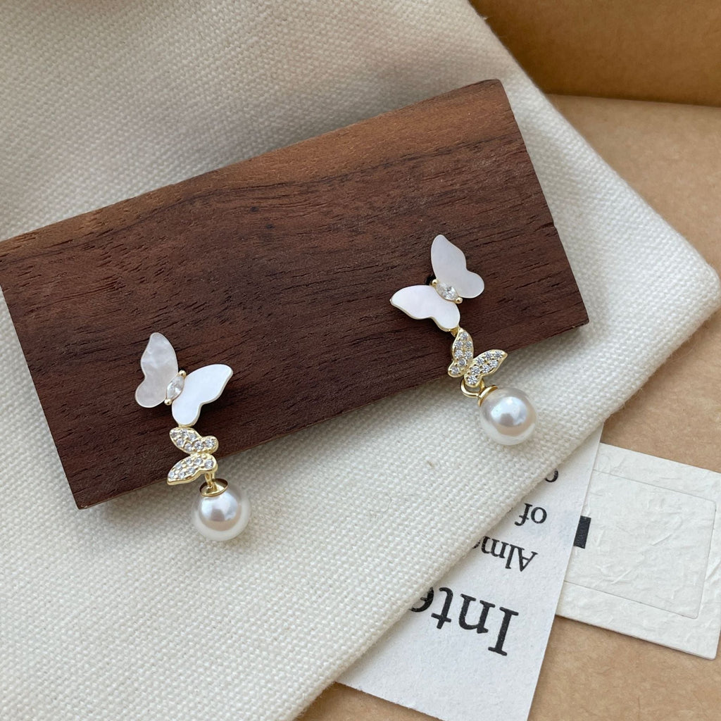 S925 sterling silver butterfly earrings