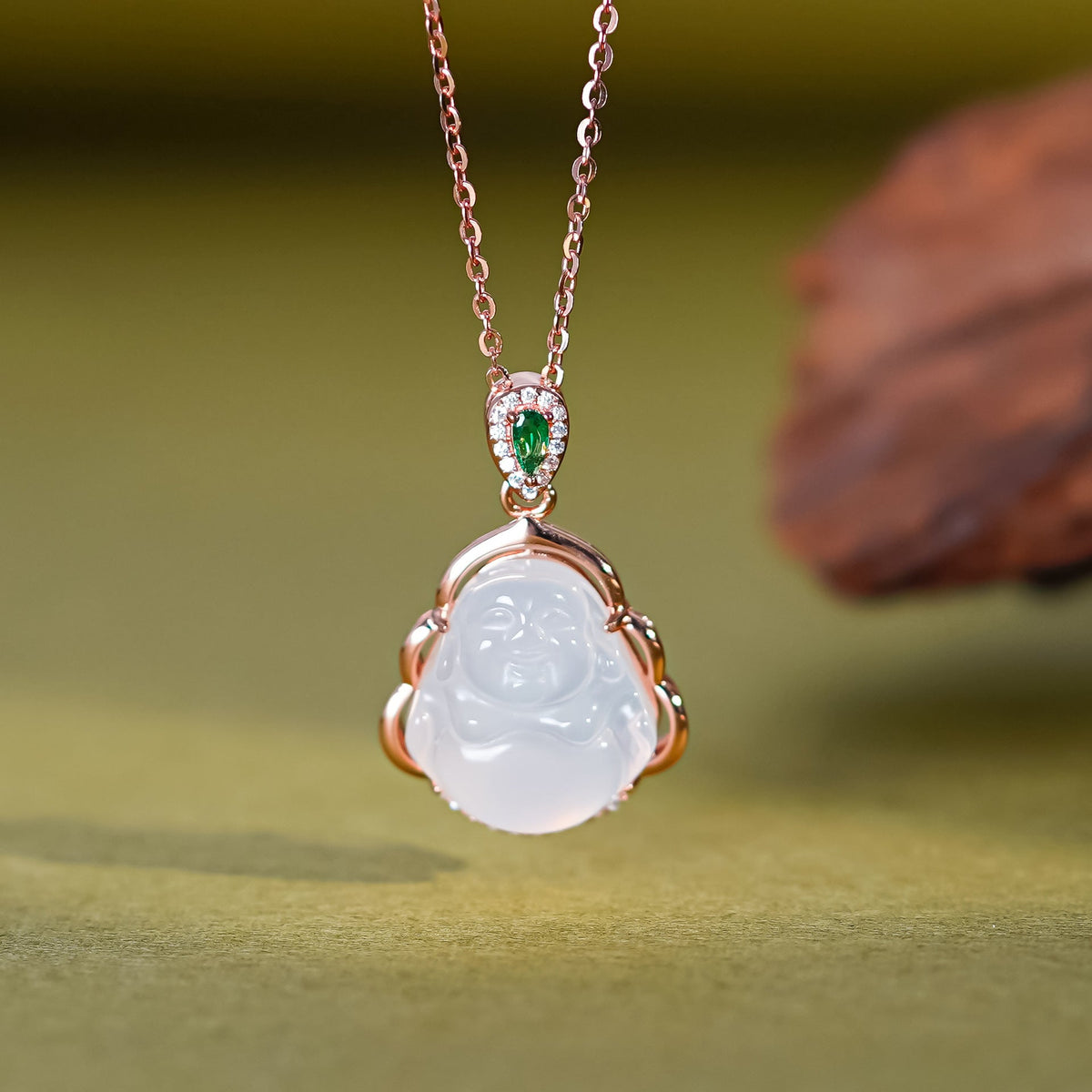 S925 Pure Silver Buddha White Jade Marrow Pendant Necklace