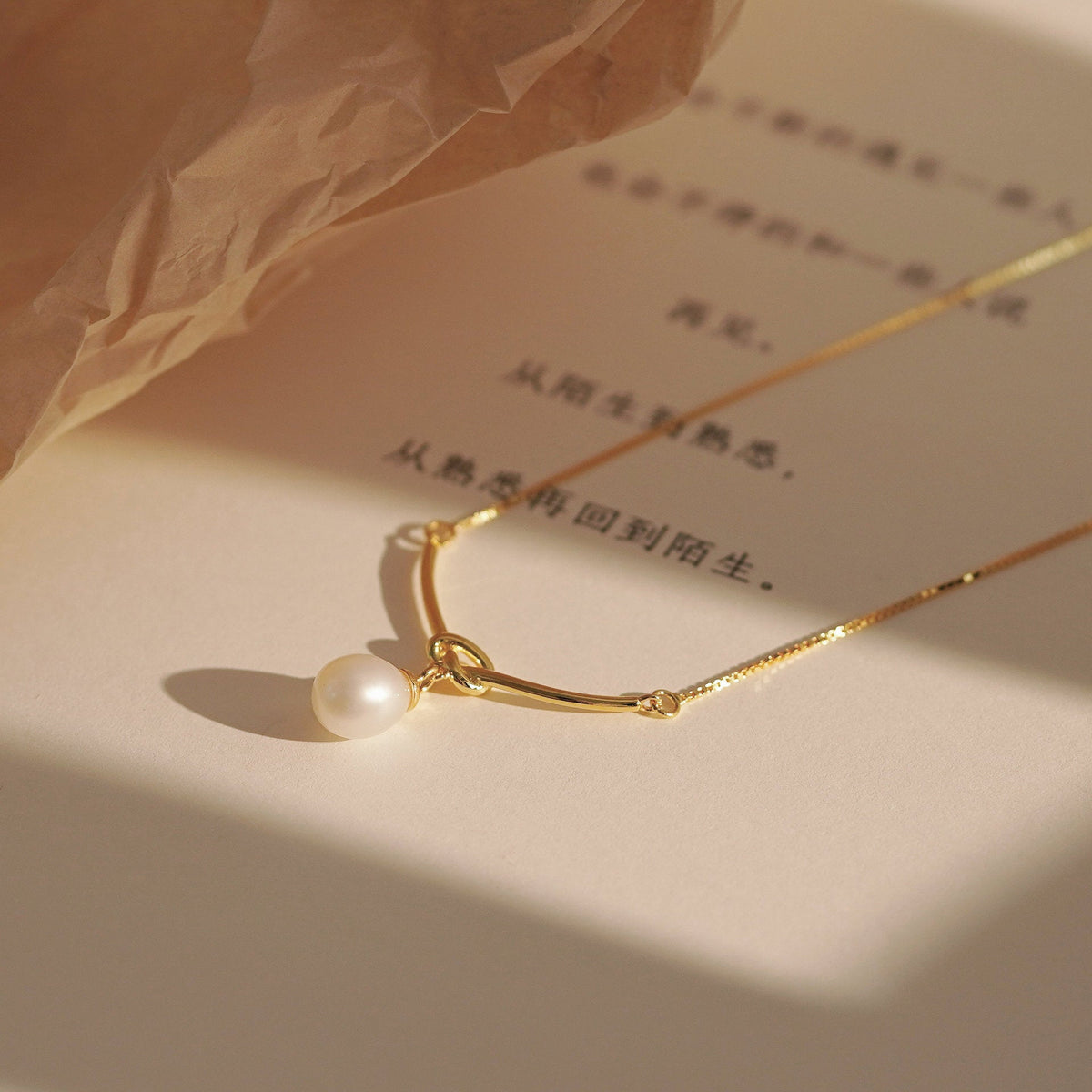 S925 pure silver single freshwater pearl knot necklace