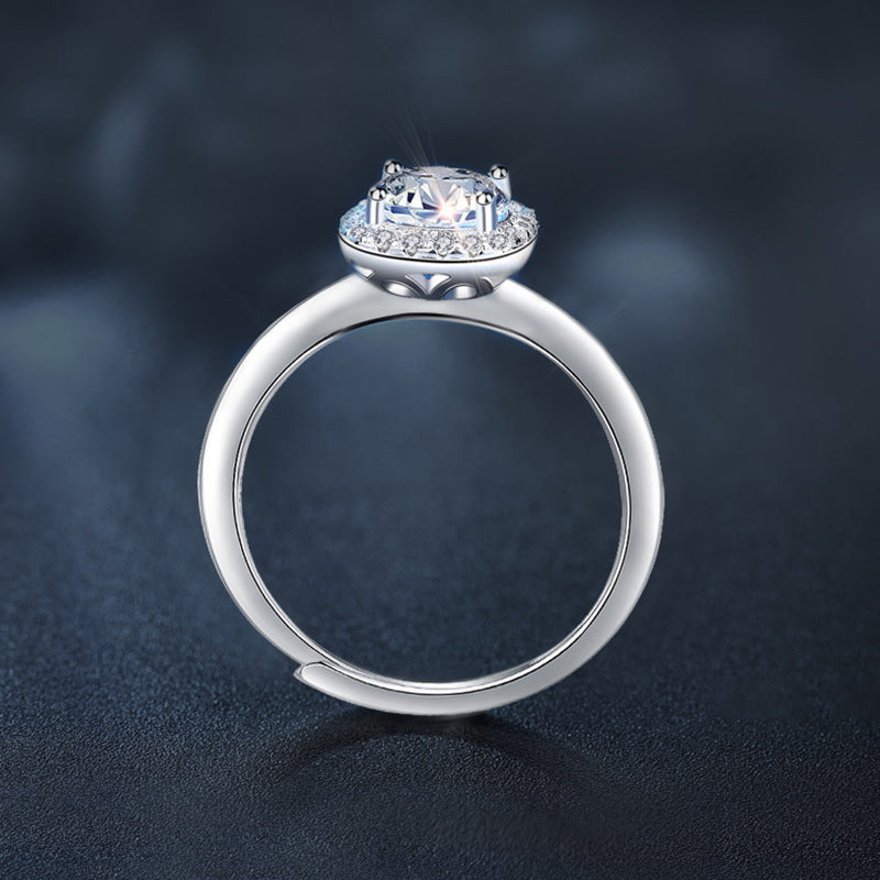 S925 Sterling Silver Moissanite Sugar Cube Ring