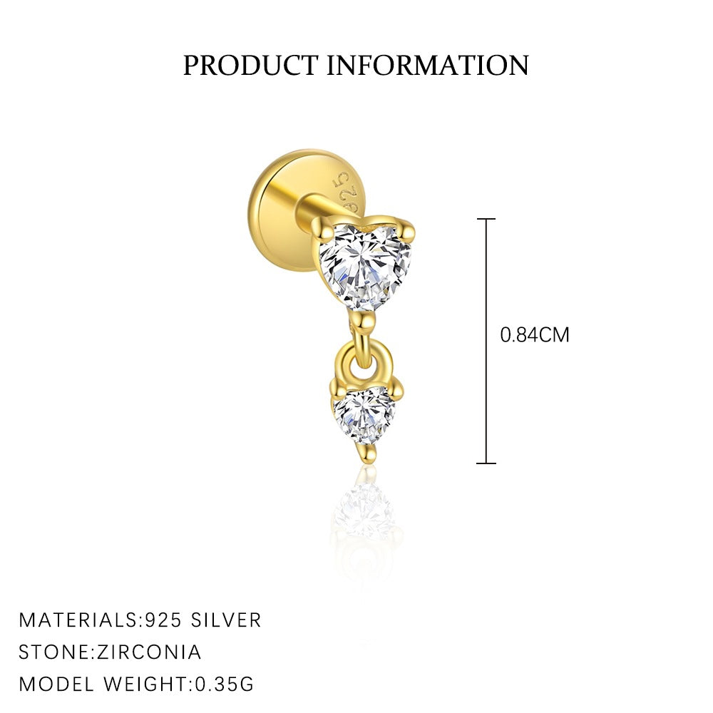 S925 Sterling Silver Irregular Zircon Stud Earrings