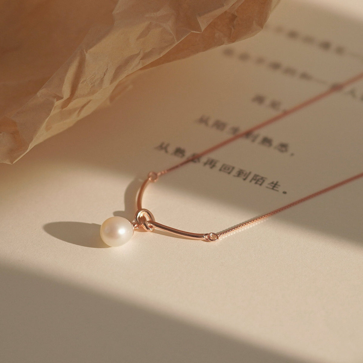 S925 pure silver single freshwater pearl knot necklace