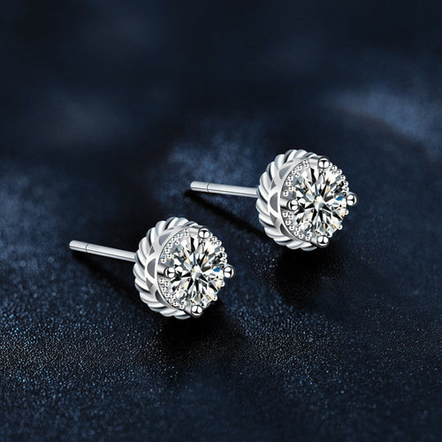 6.8mm Round Moissanite Stud Earrings