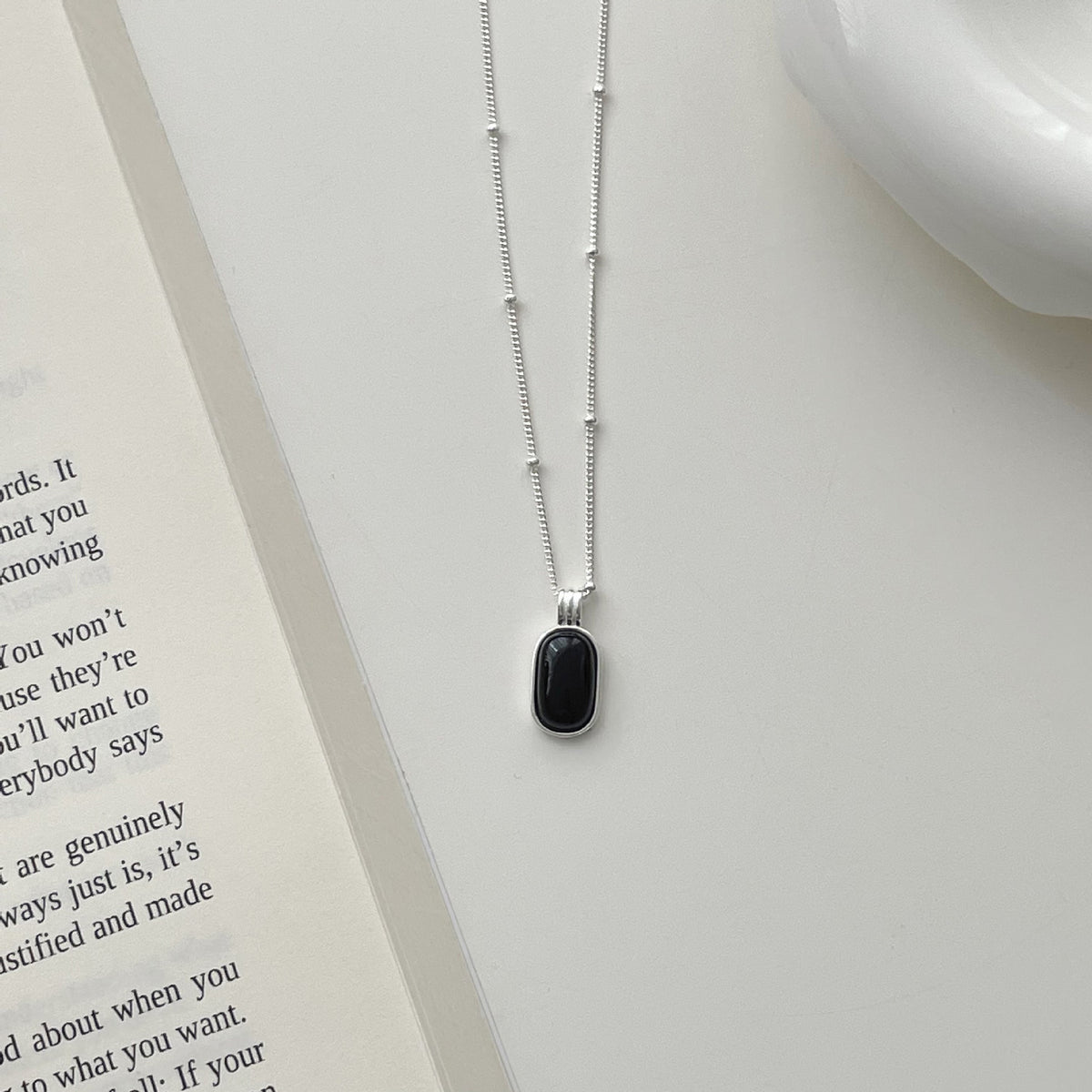 Black Agate Pendant Necklace – image 4