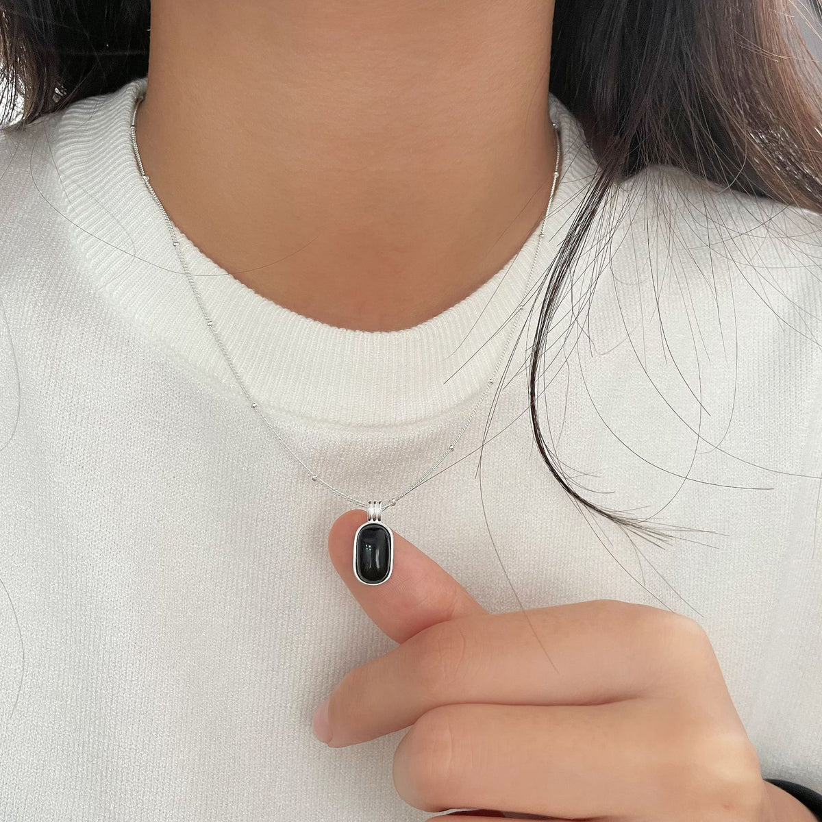 Black Agate Pendant Necklace – image 5