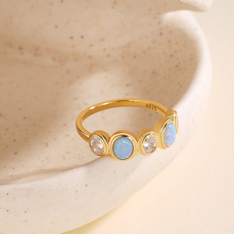 Cabochon Opal and Zircon Ring – image 4