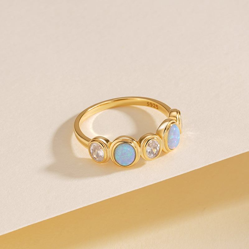 Cabochon Opal and Zircon Ring – image 5