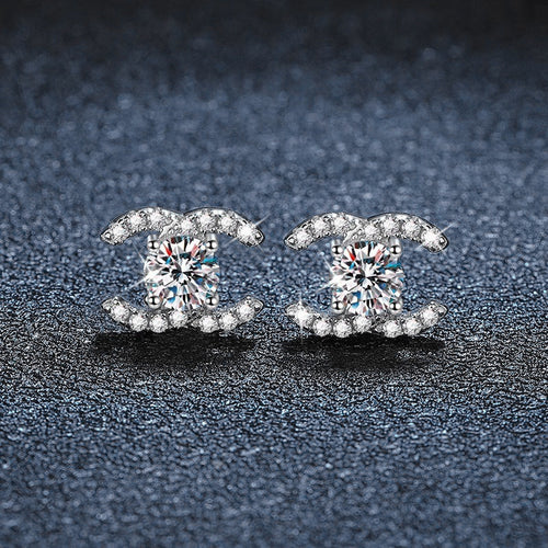 Double C Moissanite Stud Earrings – wholesale moissanite jewelry