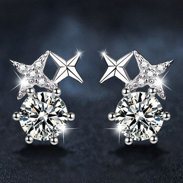 Eight-Pointed Star Moissanite Studs – wholesale moissanite jewelry