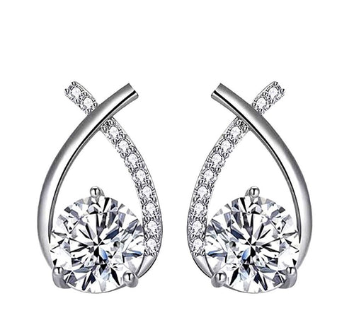 Fishtail Crossed Moissanite Earrings
