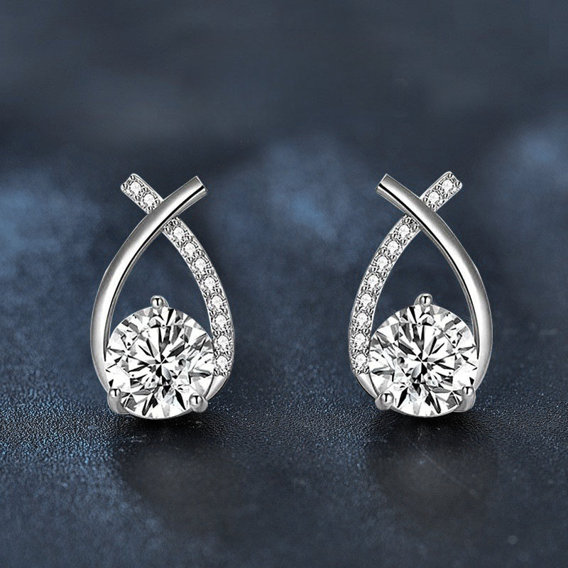 Fishtail Crossed Moissanite Earrings – wholesale moissanite jewelry
