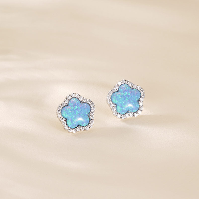 Floral Opal Zirconia Stud Earrings – image 4