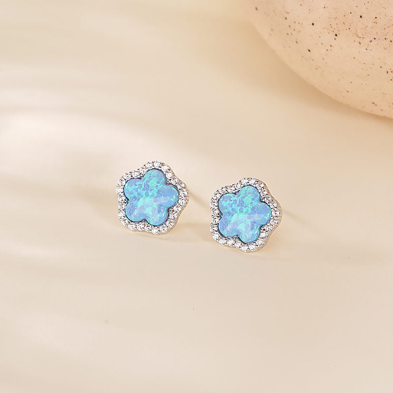 Floral Opal Zirconia Stud Earrings – image 5