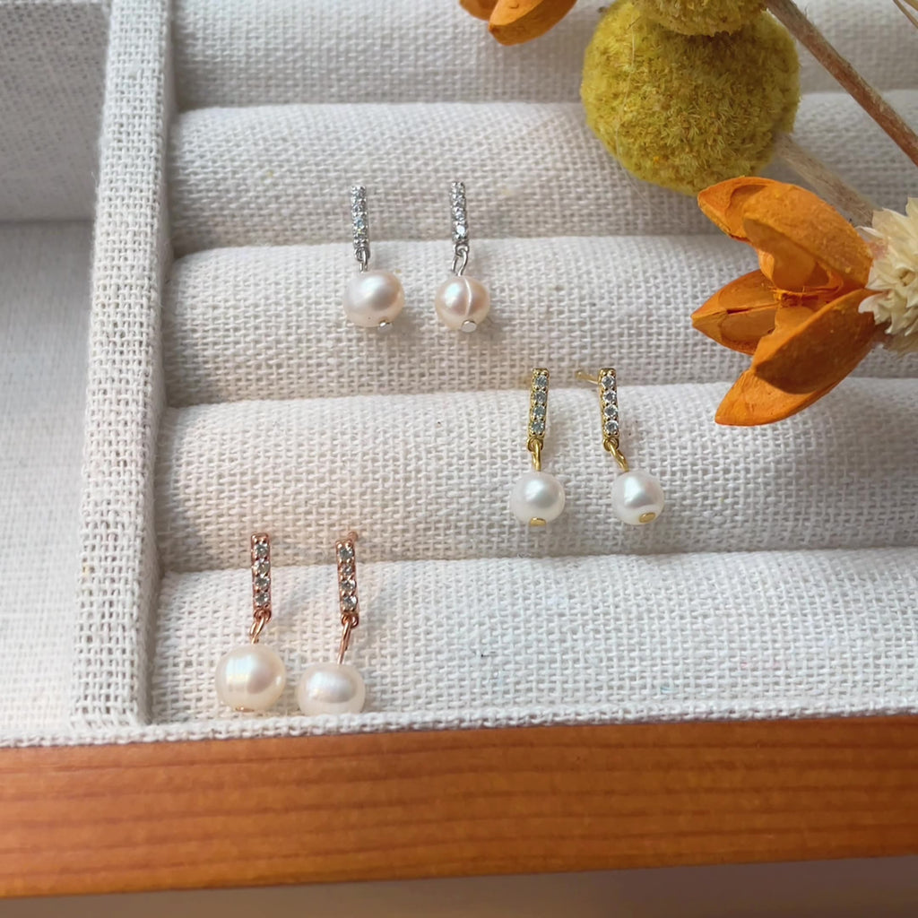 Freshwater Pearl Zircon Earrings