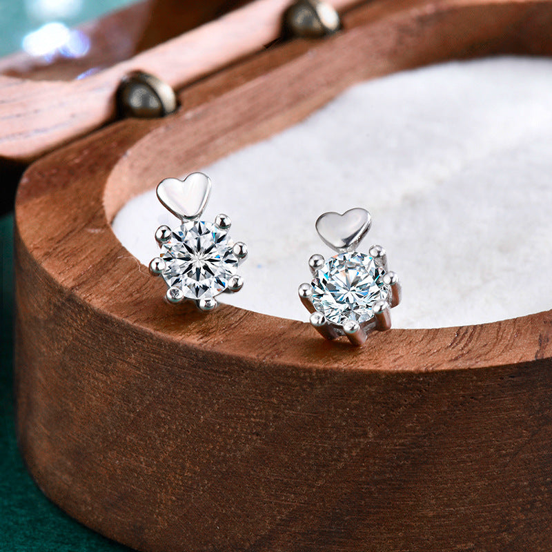 Heart Six-Prong Moissanite Earrings – wholesale moissanite jewelry