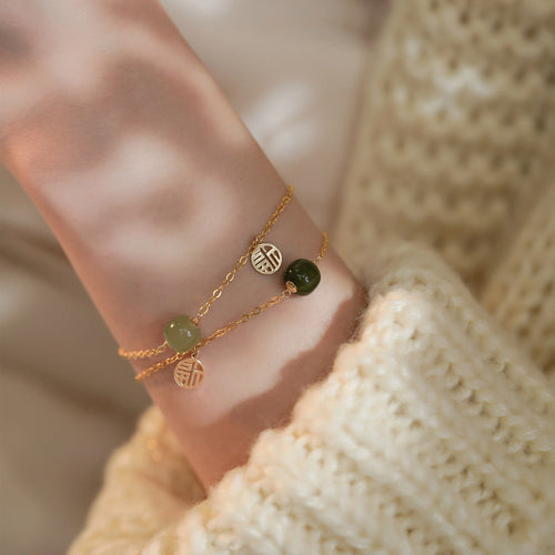 Gold-Tone Hotan Jade Bracelet