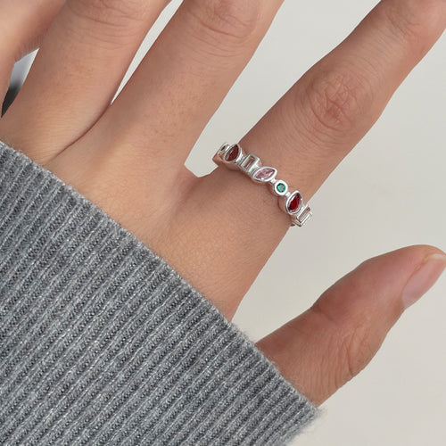Irregular Colored Zircon Ring – wholesale silver rings