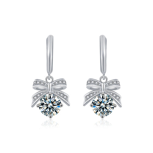 Moissanite Bow Drop Earrings
