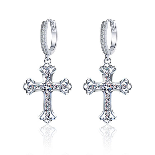 Moissanite Cross Earrings