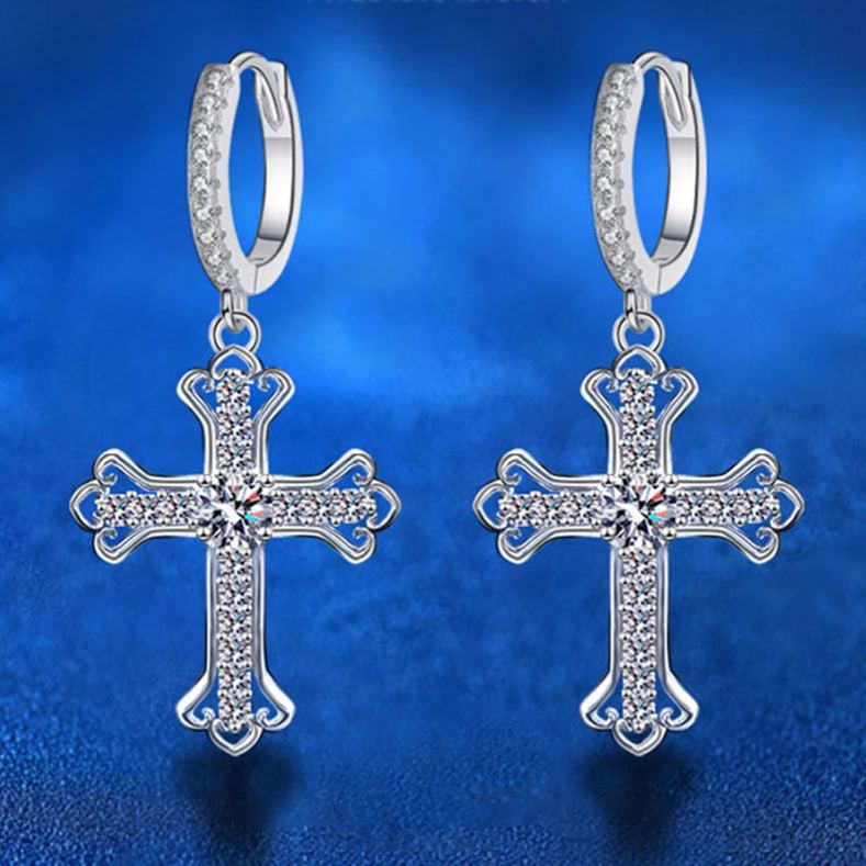 Moissanite Cross Earrings – wholesale moissanite jewelry