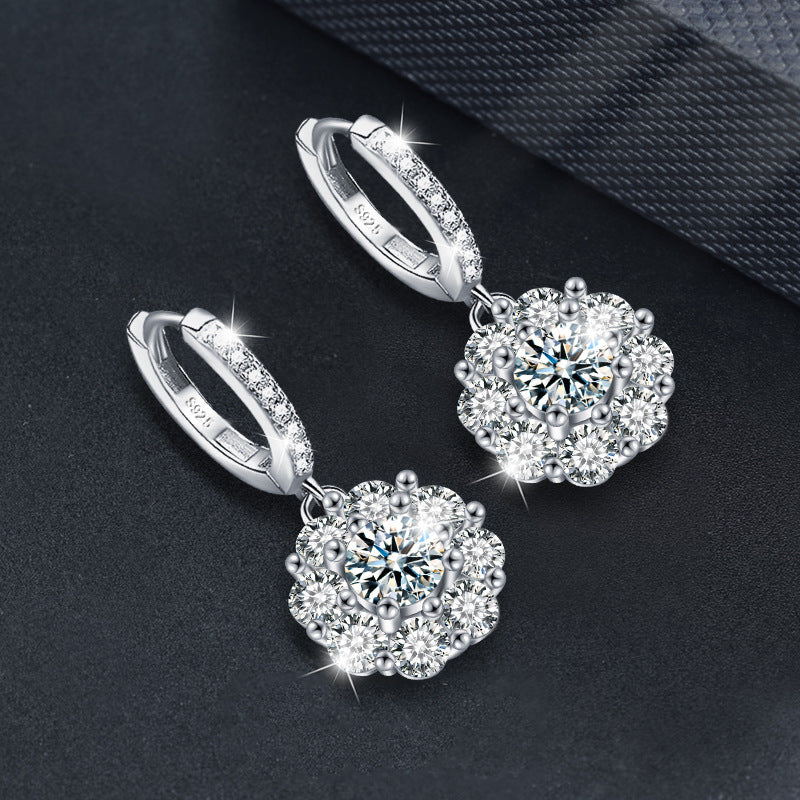 Elegant Sunflower Moissanite Earrings – wholesale moissanite jewelry