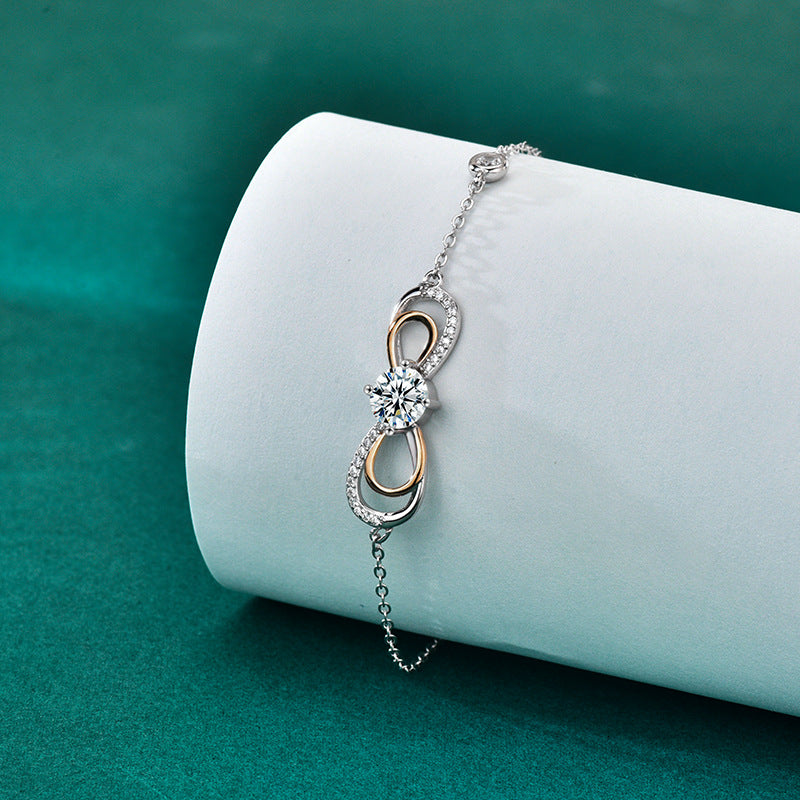 Moissanite Figure 8 Infinity Bracelet – detail view 3