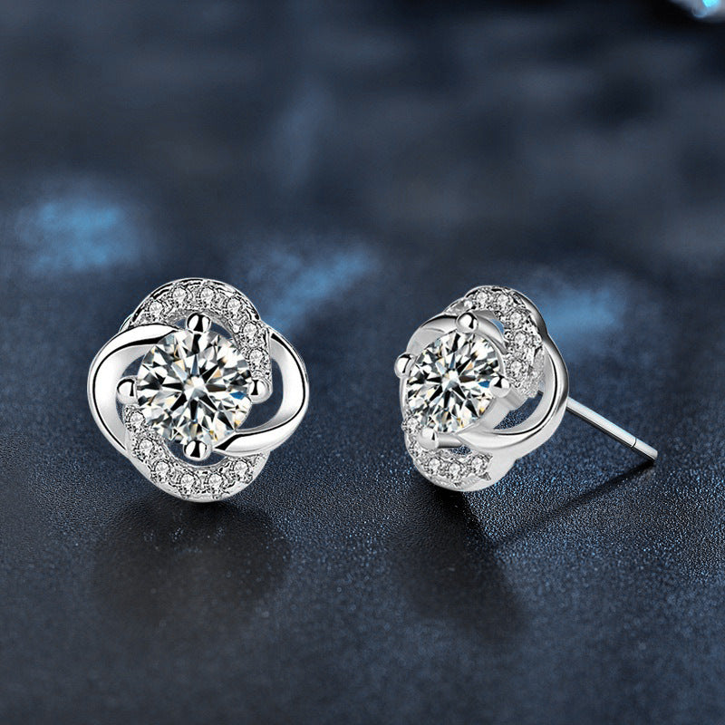 0.5ct Moissanite Four-Leaf Clover Stud Earrings – wholesale moissanite jewelry