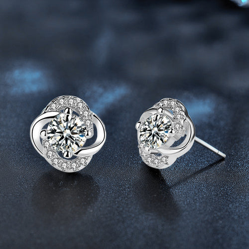 0.5ct Moissanite Four-Leaf Clover Stud Earrings – wholesale moissanite jewelry