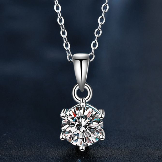Six-Claw Moissanite Solitaire Pendant – wholesale moissanite jewelry