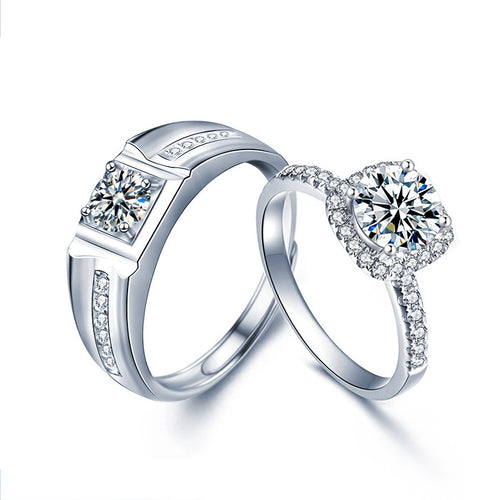 Moissanite Small Sugar Cube Couple Ring