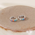Opal Hoop Earrings 8mm