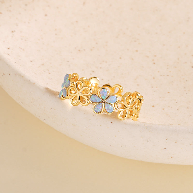 Openwork Floral Opal Ring – image 4