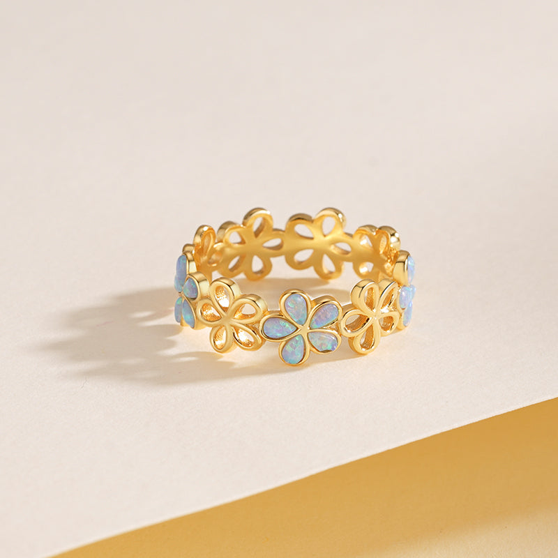 Openwork Floral Opal Ring – image 5