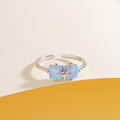 Rectangular Opal Star Open Ring