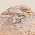 Round Opal and Zircon Trio Ring