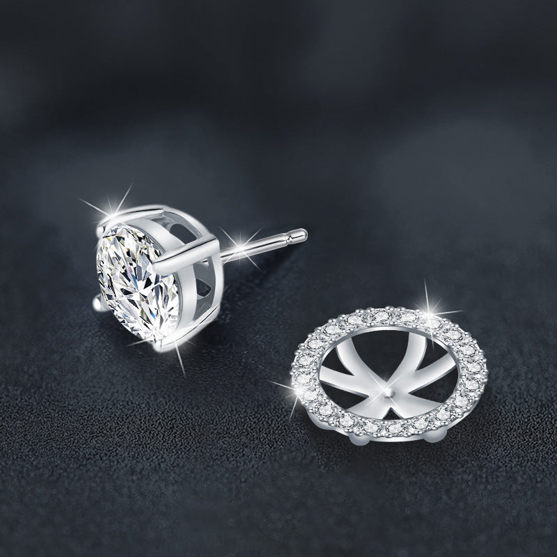 Two-Way Round Bezel Moissanite Earrings – wholesale moissanite jewelry