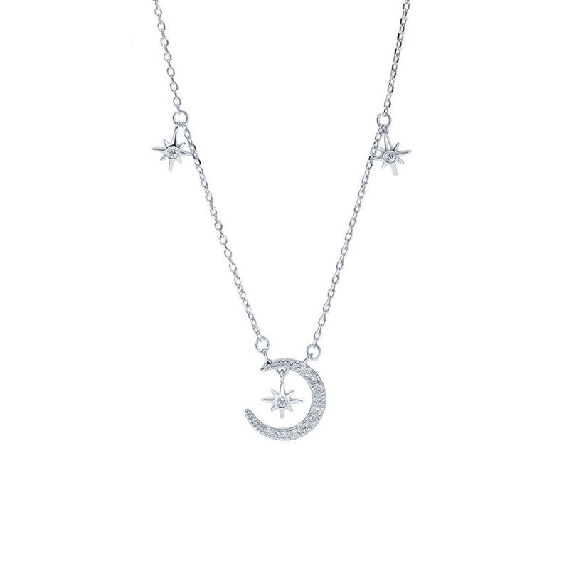Petite Star and Moon Pendant Necklace – wholesale silver necklaces
