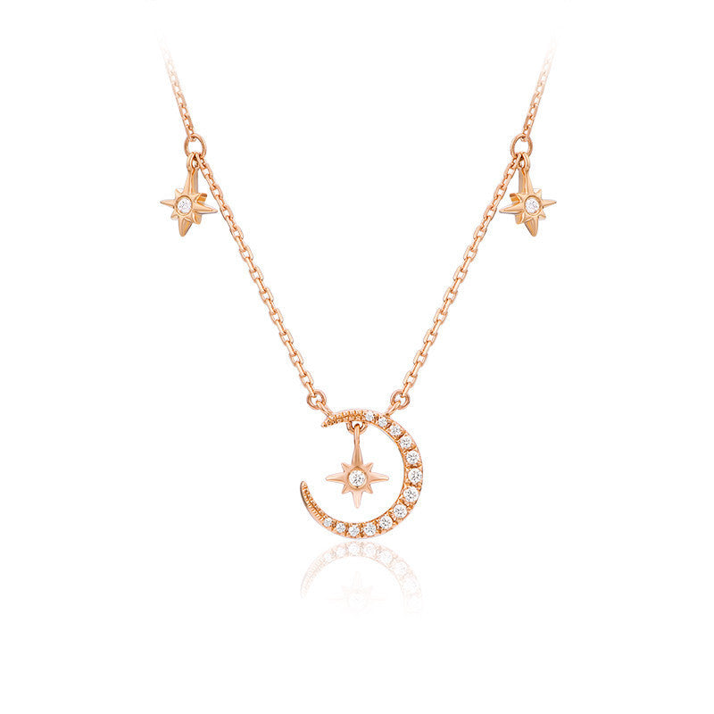 Petite Star and Moon Pendant Necklace – detail view 3