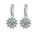 Moissanite Sunflower Hook Earrings