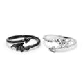 S925 Sterling Silver Halloween Angel & Devil Wing Open-Band Couple Rings