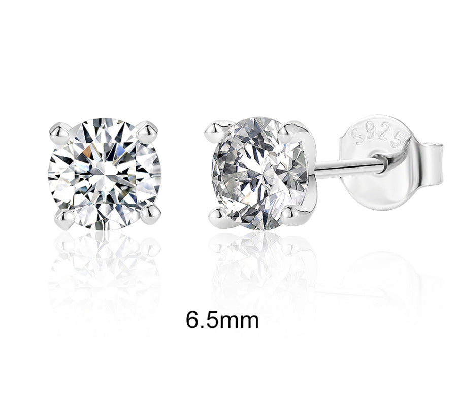 S925 Sterling Silver 0.5–1.2 Carat Four-Prong Ultra-Sparkling Moissanite Stud Earrings