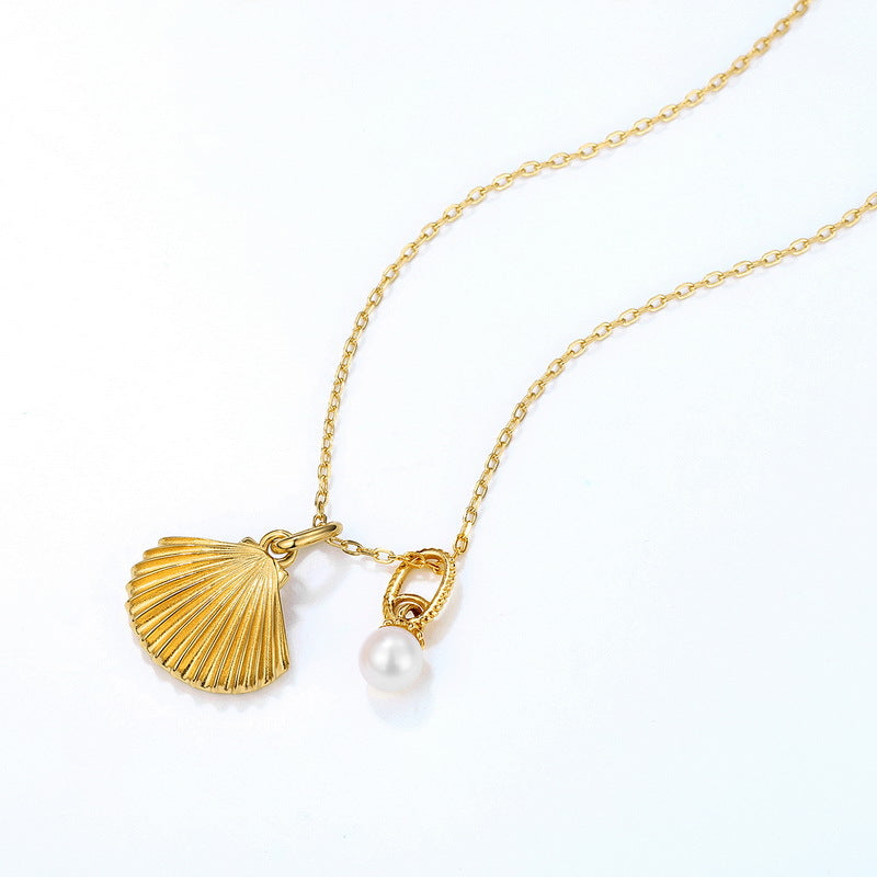 9K Gold Freshwater Pearl Scallop Necklace – pearl necklace wholesale