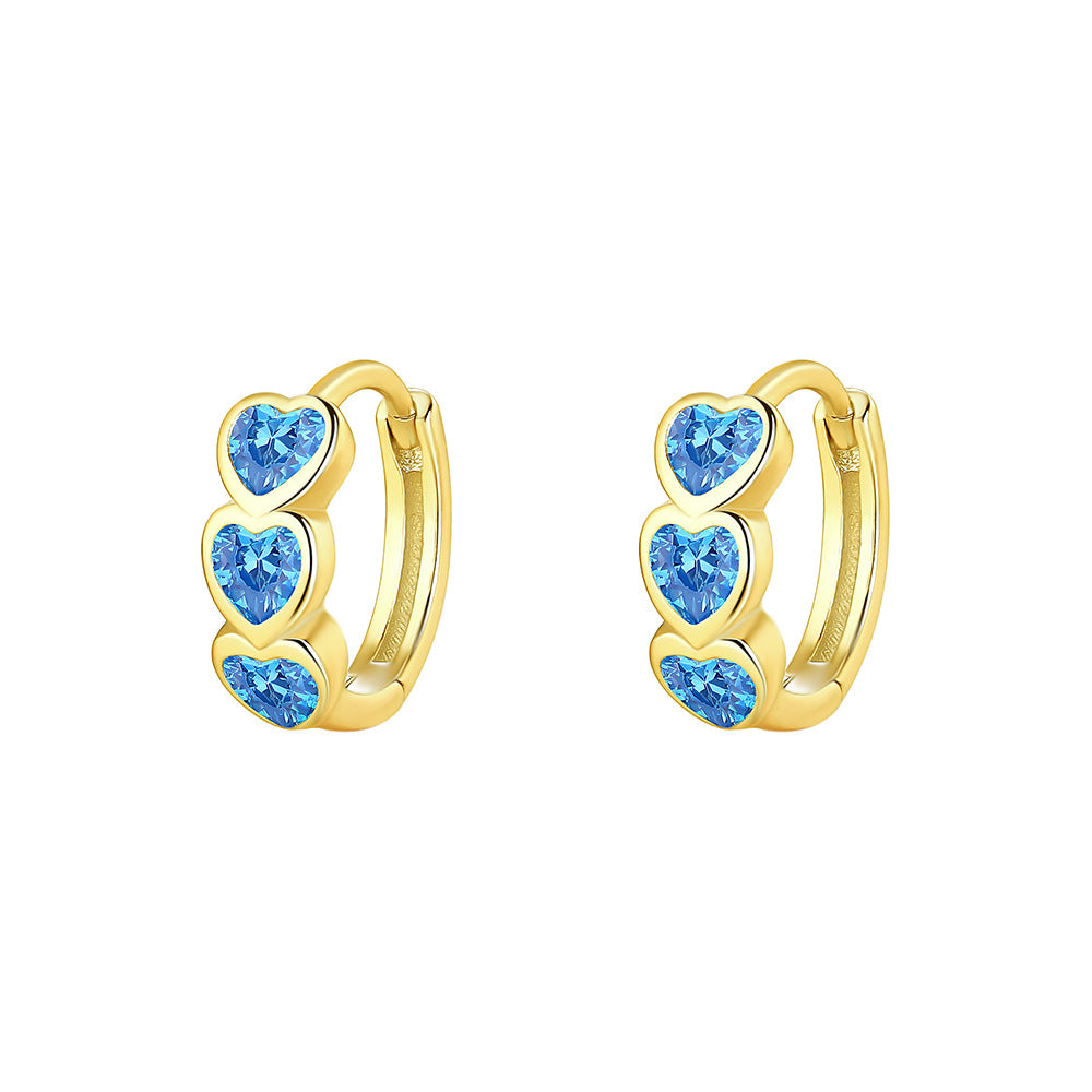S925 Sterling Silver Heart-Shaped Zircon Huggie Earrings