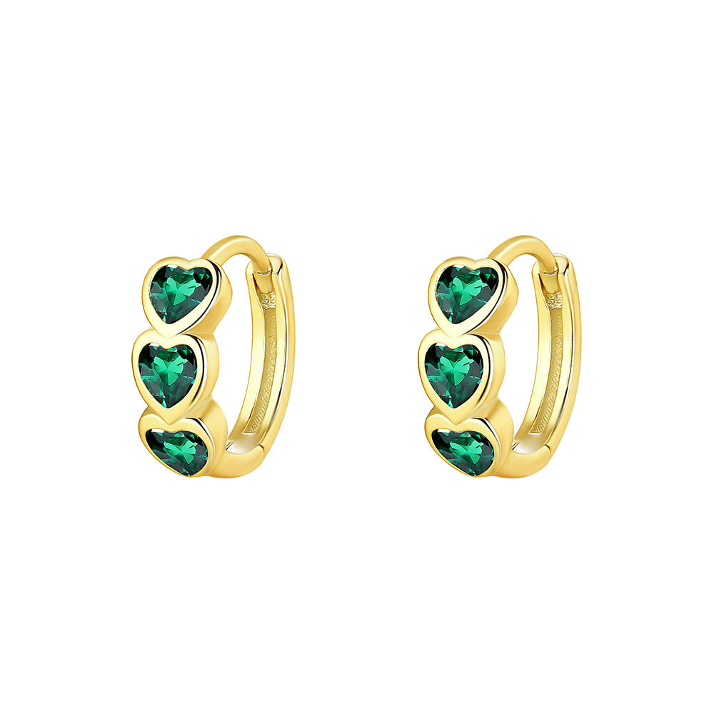 S925 Sterling Silver Heart-Shaped Zircon Huggie Earrings