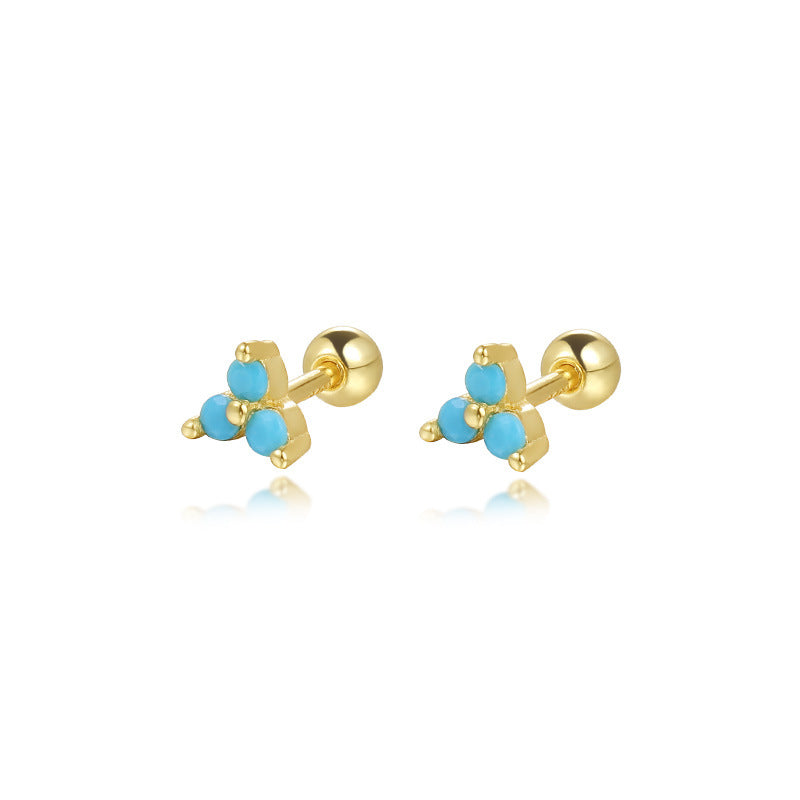 S925 Sterling Silver Colorful Zircon Stud Earrings
