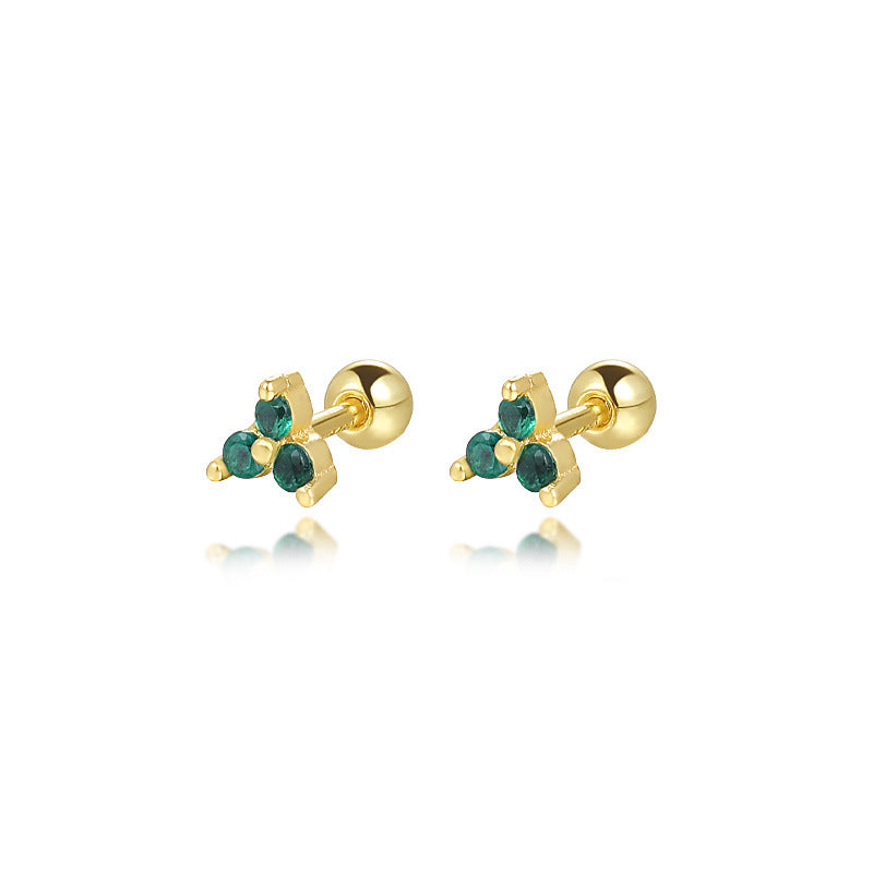 S925 Sterling Silver Colorful Zircon Stud Earrings