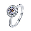 925 Sterling Silver Moissanite Sunflower Four-Prong Open Ring