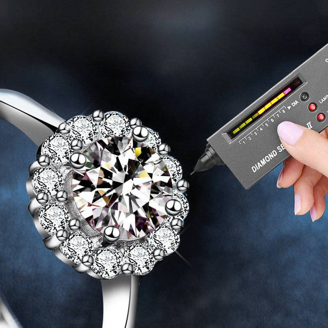 925 Sterling Silver Moissanite Sunflower Four-Prong Open Ring