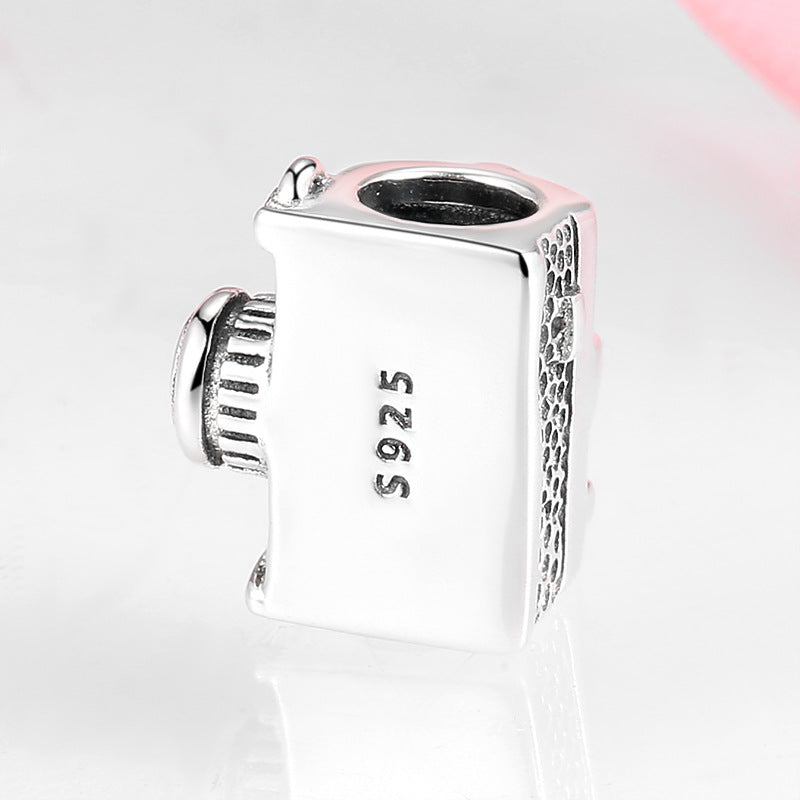 S925 Sterling Silver Camera Beaded Retro Camera Shape Pendant
