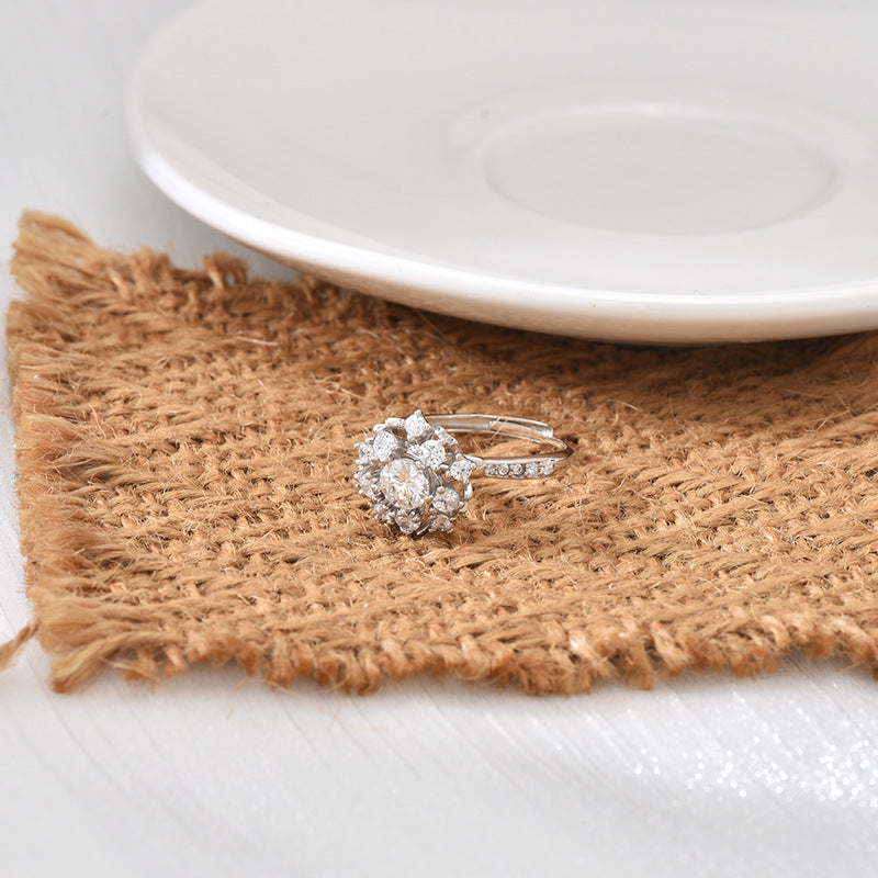 S925 Sterling Silver "Stars Surrounding Moon" Moissanite Ring